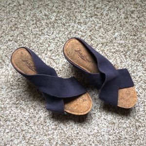 Lucky Brand ‘Miller 2’ Navy Canvas Cork Wedges